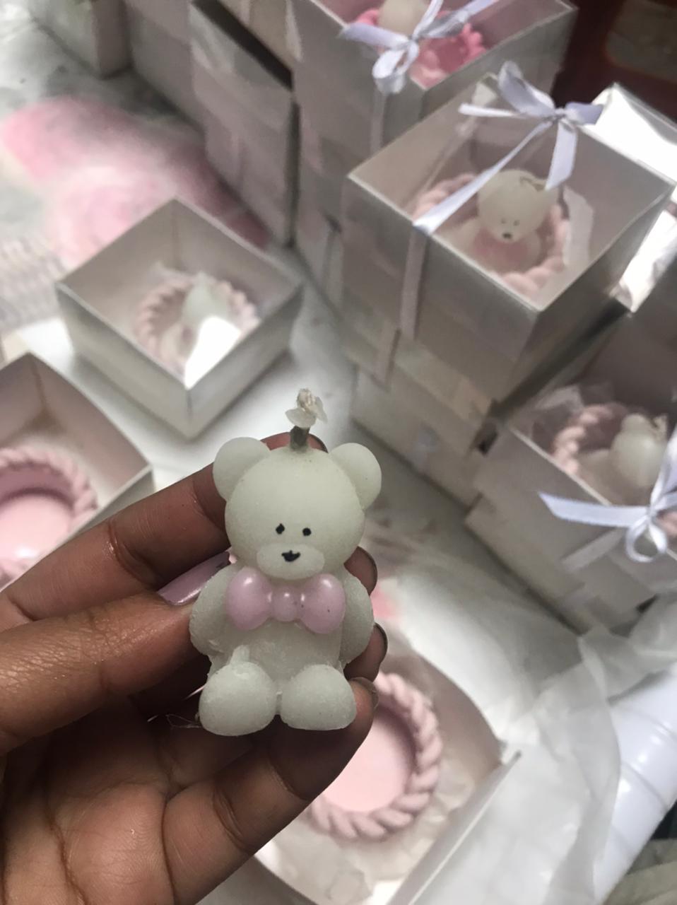 Twiested candle pot with teddy bear