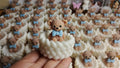 Baby announcement teddy candle pot